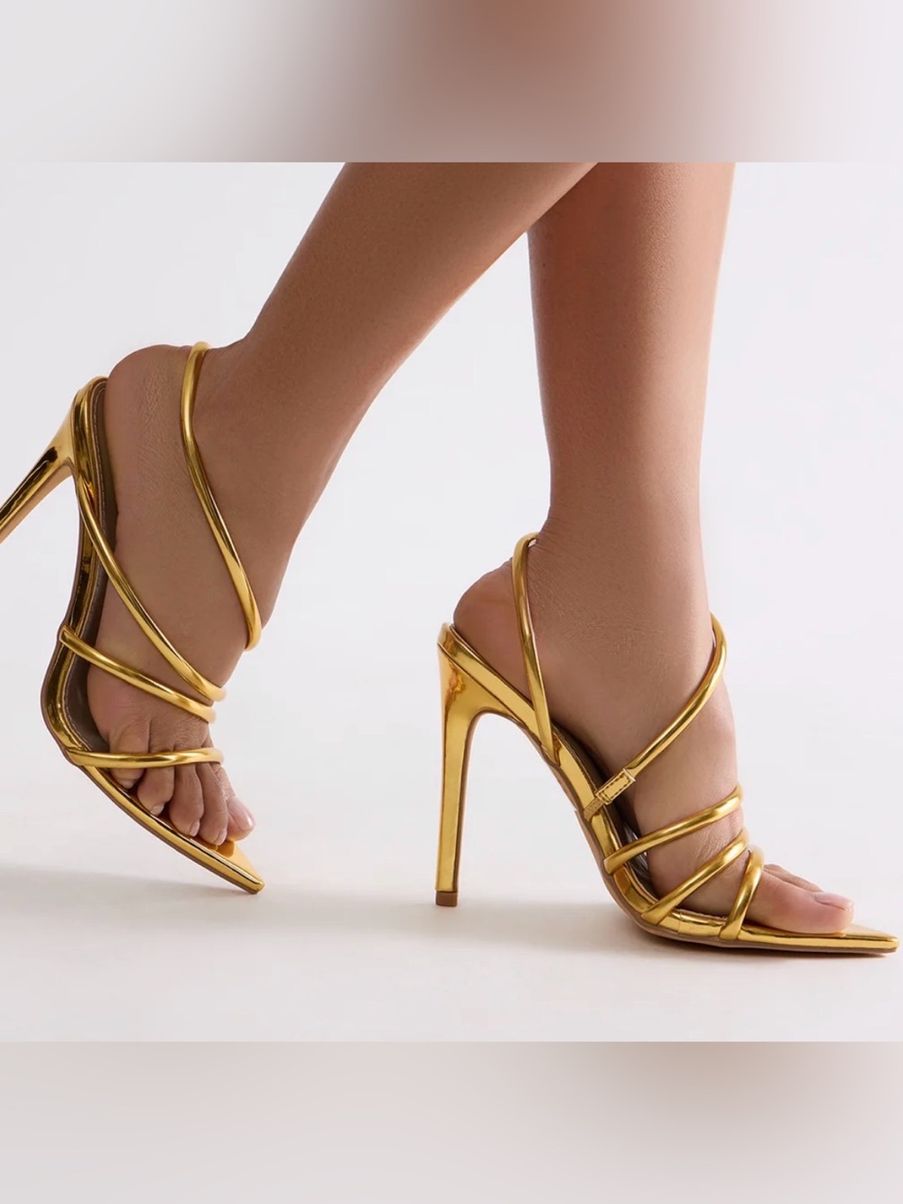 Gold Slingback High Heel Sandals - Women